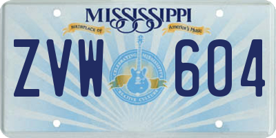 MS license plate ZVW604