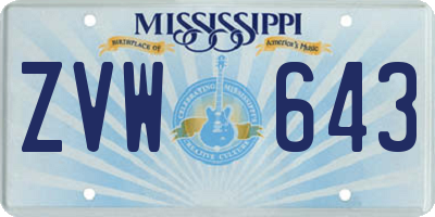 MS license plate ZVW643