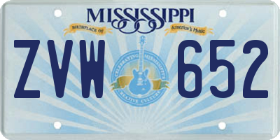 MS license plate ZVW652