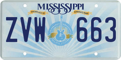 MS license plate ZVW663