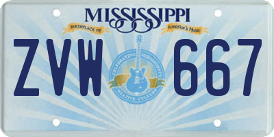 MS license plate ZVW667