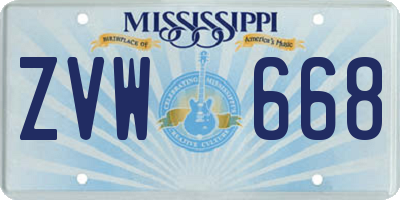 MS license plate ZVW668