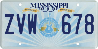 MS license plate ZVW678
