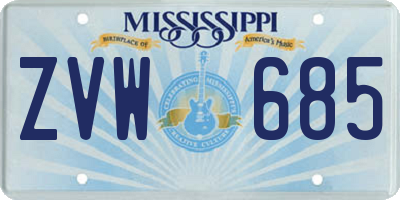 MS license plate ZVW685