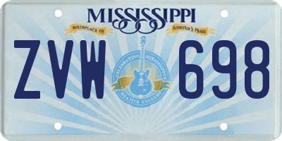 MS license plate ZVW698