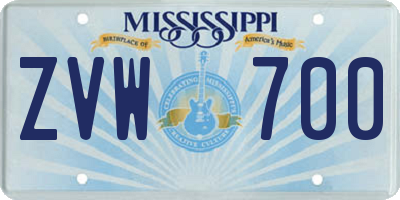 MS license plate ZVW700
