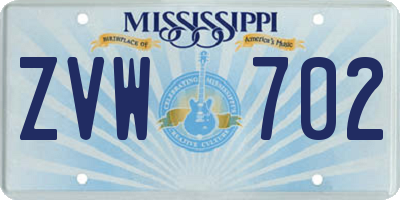 MS license plate ZVW702