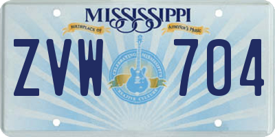 MS license plate ZVW704