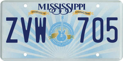 MS license plate ZVW705