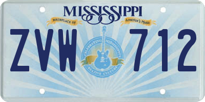 MS license plate ZVW712
