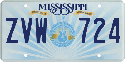 MS license plate ZVW724