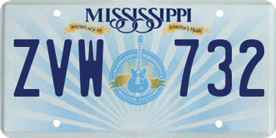 MS license plate ZVW732