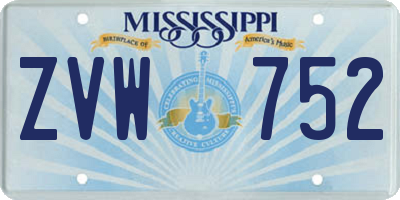 MS license plate ZVW752