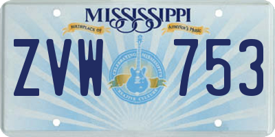 MS license plate ZVW753