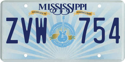 MS license plate ZVW754