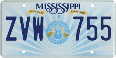 MS license plate ZVW755