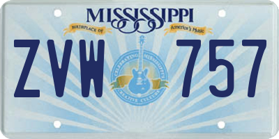 MS license plate ZVW757