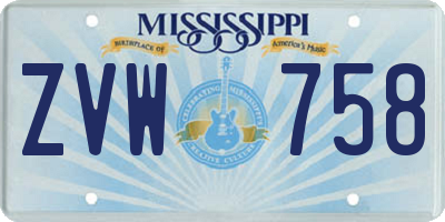 MS license plate ZVW758