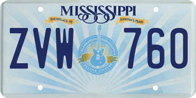 MS license plate ZVW760