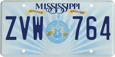 MS license plate ZVW764