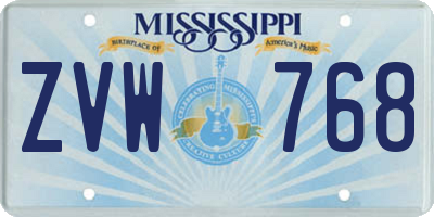 MS license plate ZVW768
