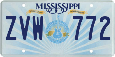 MS license plate ZVW772