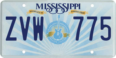 MS license plate ZVW775