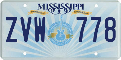 MS license plate ZVW778