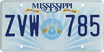 MS license plate ZVW785