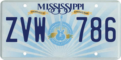 MS license plate ZVW786