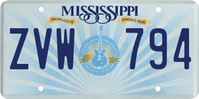 MS license plate ZVW794