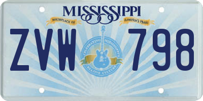 MS license plate ZVW798