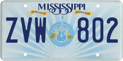 MS license plate ZVW802