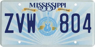 MS license plate ZVW804