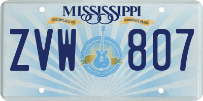 MS license plate ZVW807
