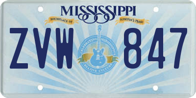 MS license plate ZVW847