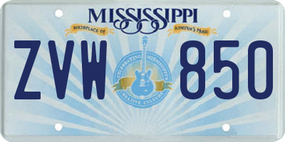 MS license plate ZVW850