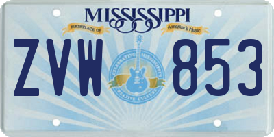 MS license plate ZVW853