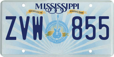 MS license plate ZVW855
