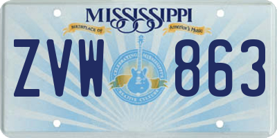 MS license plate ZVW863