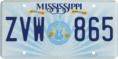 MS license plate ZVW865