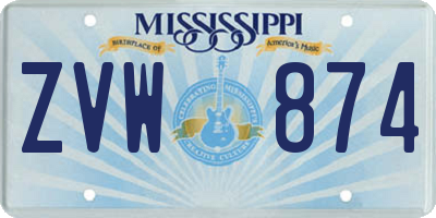 MS license plate ZVW874