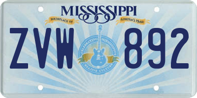 MS license plate ZVW892