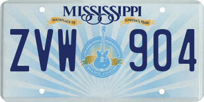 MS license plate ZVW904