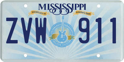 MS license plate ZVW911