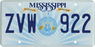 MS license plate ZVW922