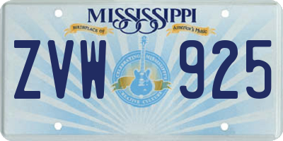 MS license plate ZVW925