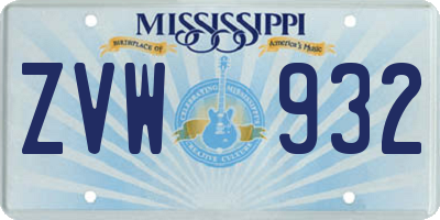 MS license plate ZVW932
