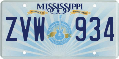 MS license plate ZVW934
