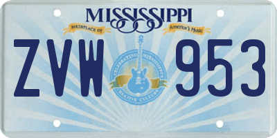 MS license plate ZVW953